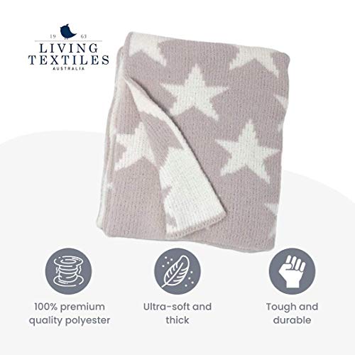 Grey Stars Chenille Soft Baby Blanket Reversible Premium Cozy Fabric