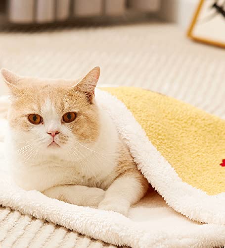 Yellow Soft Fluffy Washable Throw Blanket for Cats and Dogs (38x33 inch)