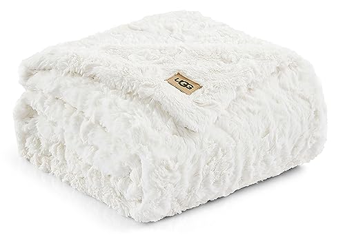 UGG Adalee Ivory Soft Faux Fur Reversible Accent Throw Blanket