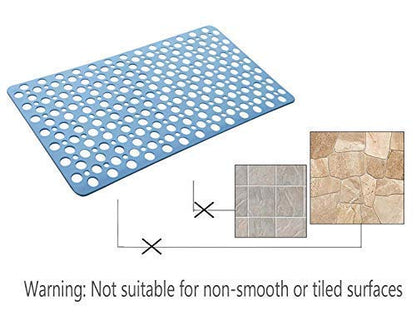 Blue Non-Slip Bathtub Mat for Kids, Machine Washable