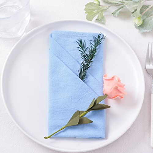 Socomi Cotton Linen Napkins Bulk 17"x17" Stonewashed Cloth Dinner Napkins Rustic Thick Table Napkins for Fall Thanksgiving Christmas Party Wedding Decoration (Set of 6, Blue)