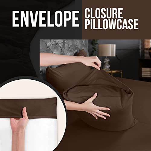 Utopia Bedding Queen Pillow Cases - 4 Pack - Envelope Closure - Soft Brushed Microfiber Fabric - Shrinkage and Fade Resistant Pillow Cases Queen Size 20 X 30 Inches (Queen, Brown)