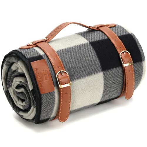 Black and Gray Checkered 3 Layer Soft Fleece Beach and Picnic Blanket