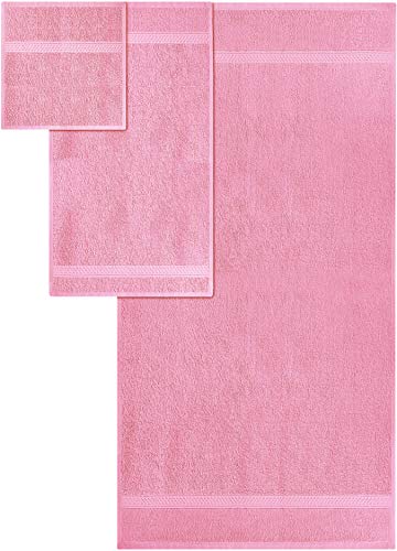 Utopia Towels 8-Piece Premium Towel Set, 2 Bath Towels, 2 Hand Towels, and 4 Wash Cloths, 600 GSM 100% Ring Spun Cotton Highly Absorbent Towels for Bathroom, Gym, Hotel, and Spa (Pink)