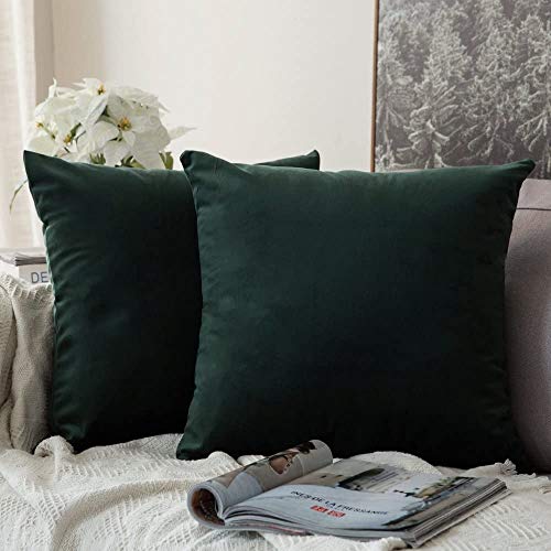 MIULEE Pack of 2 Velvet Soft Solid Decorative Square Throw Pillow Covers Set Cushion Case for Spring Sofa Bedroom Couch Car 18x18 Inch 45x45 cm