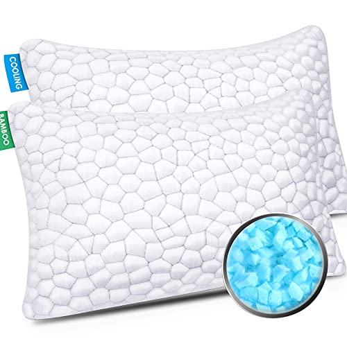 White Shredded Memory Foam Cooling Pillow, Loft Adjustable, 2 Pack