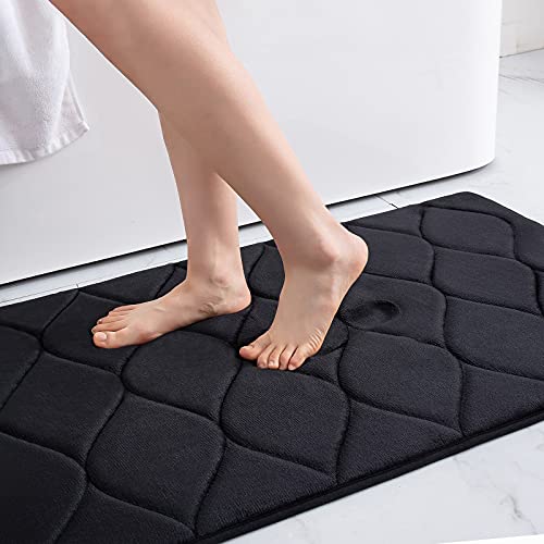 Black Memory Foam Bath Mat, Ultra Soft, Non-Slip, and Machine Washable