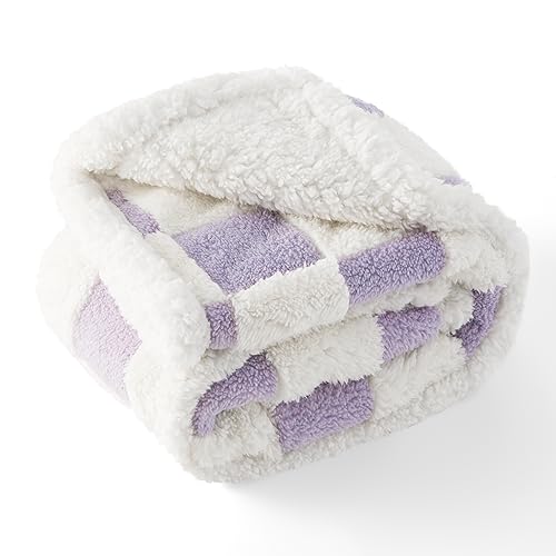 Lesure Waterproof Dog Blanket for Large Dogs - Washable Double Sided Dog Blankets with Warm Jacquard Shag and Soft Sherpa Fleece, Pet Cat Blanket for Couch Protection, 3D Textured Cloud, Purple