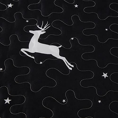 LAMEJOR Christmas Quilt Set Queen Size Black/White Reversible Reindeer/Christmas Tree Pattern Soft Lightweight Bedspreads Coverlet Holiday Season