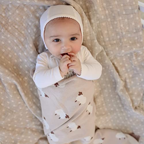 Sheep/Baby Blue Lightweight Unisex Baby Swaddle Blanket - 100% Luxury Cotton