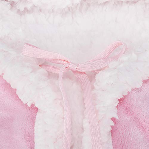 Pink Fleece Hooded Wearable Poncho Blanket with Pockets