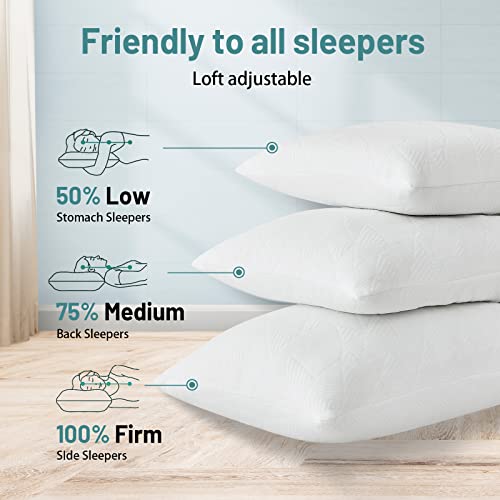 White Shredded Memory Foam Cooling Pillow, Loft Adjustable, 1 Pack