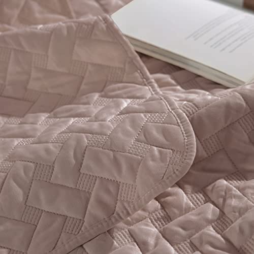 Bedsure Queen Quilt Bedding Set - Lightweight Summer Quilt Full/Queen - Dusty Rose Bedspread Queen Size - Bedding Coverlet for All Seasons (Includes 1 Quilt, 2 Pillow Shams)