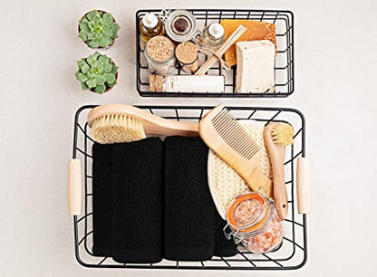 Utopia Towels 24 Pack Cotton Washcloths Set - 100% Ring Spun Cotton, Premium Quality Flannel Face Cloths, Highly Absorbent and Soft Feel Fingertip Towels (Black)