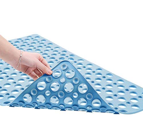 Blue Non-Slip Bathtub Mat for Kids, Machine Washable