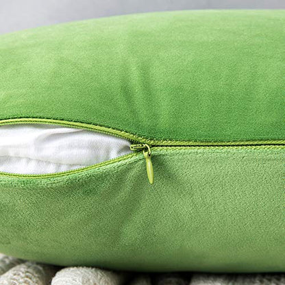 MIULEE Pack of 2 Velvet Pillow Covers Decorative Square Pillowcase Soft Solid Cushion Case for Spring Sofa Bedroom Car 18x18 Inch Lime Green