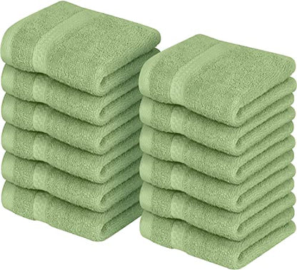 Utopia Towels [12 Pack Premium Wash Cloths Set (12 x 12 Inches) 100% Cotton Ring Spun, Highly Absorbent and Soft Feel Essential Washcloths for Bathroom, Spa, Gym, and Face Towel (Sage Green)