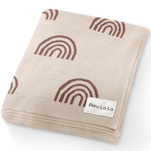 Rainbow/Taupe Lightweight Unisex Baby Swaddle Blanket - 100% Luxury Cotton