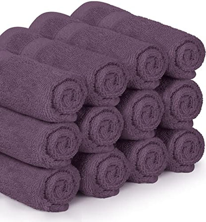 Utopia Towels [12 Pack Premium Wash Cloths Set (12 x 12 Inches) 100% Cotton Ring Spun, Highly Absorbent and Soft Feel Essential Washcloths for Bathroom, Spa, Gym, and Face Towel (Plum)