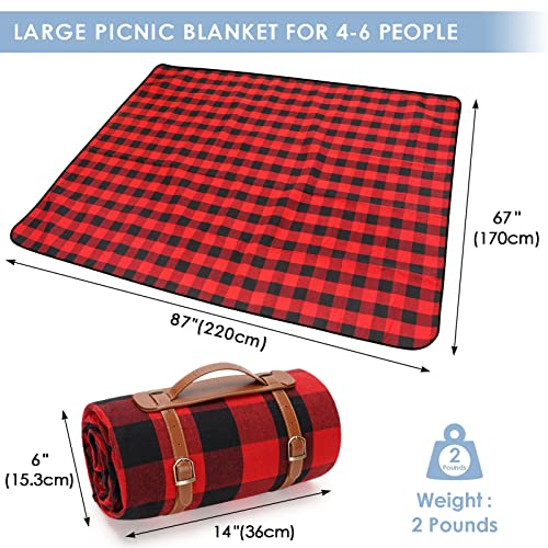 Extra Large 87'' X 67'' Picnic Blanket Waterproof, Portable Picnic Mat
