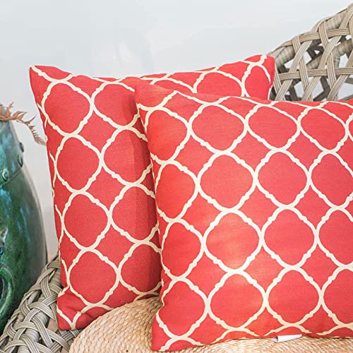JMGBird Outdoor Pillows for Patio Furniture 18''x18'' Waterproof Decorative Patio Furniture Pillows Indoor Throw Pillows with Inserts, Square Throw Pillow for Couch, Bed, Sofa, Bench, Chair, Set of 2