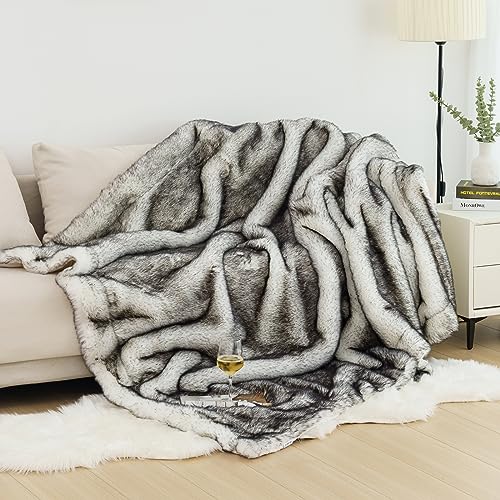 White Faux Fox Fur Luxury Throw Blanket