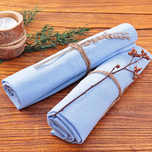 Socomi Cotton Linen Napkins Bulk 17"x17" Stonewashed Cloth Dinner Napkins Rustic Thick Table Napkins for Fall Thanksgiving Christmas Party Wedding Decoration (Set of 6, Blue)
