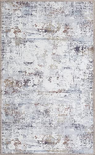 GLN Rugs Machine Washable Area Rug, Rugs for Living Room, Rugs for Bedroom, Bathroom Rug, Kitchen Rug, Printed Vintage Rug, Home Decor Traditional Carpet (3' x 5'2")
