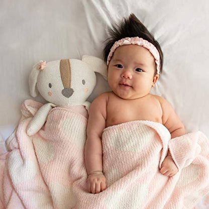 Pink Hearts Chenille Soft Baby Blanket Stroller Blanket Reversible