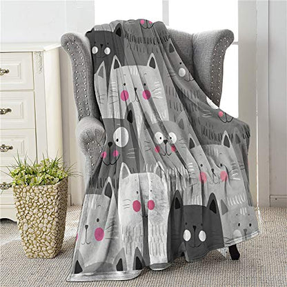 COLLA Cute Cat Blanket for Girls Women, Lightweight Soft Fleece Flannel Throw Blanket for Cat Lovers Sofa Couch Living Room 50x40 Inch