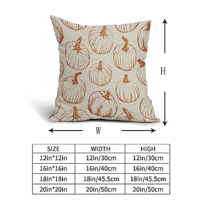 Fall Pillow Covers 18x18 Set of 2 Burnt Orange Pumpkin Autumn Thanksgiving Harvest Decorative Throw Pillows Outdoor Cushion Case Sofa Couch Bed Decor