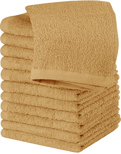 Utopia Towels 12 Pack Cotton Washcloths Set - 100% Ring Spun Cotton, Premium Quality Flannel Face Cloths, Highly Absorbent and Soft Feel Fingertip Towels (Beige)