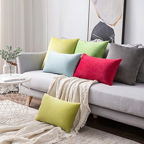 MIULEE Pack of 2 Velvet Pillow Covers Decorative Square Pillowcase Soft Solid Cushion Case for Sofa Bedroom Car 18 x 18 Inch Dark Grey