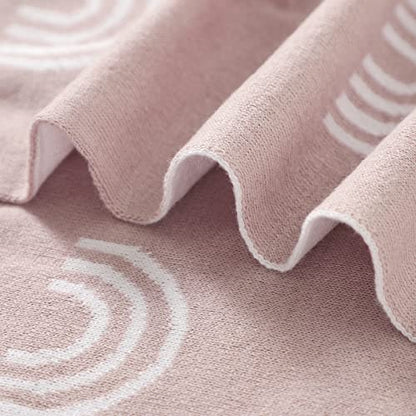 Pink Rainbow Knit Receiving Unisex Baby Blanket - Buttery Soft