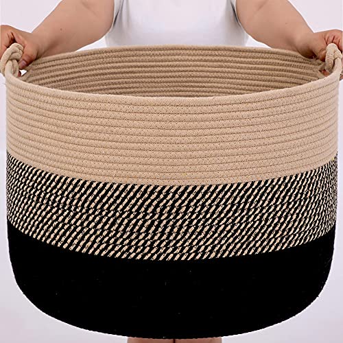 Cotton XL Woven Storage Basket (Jute/Black)