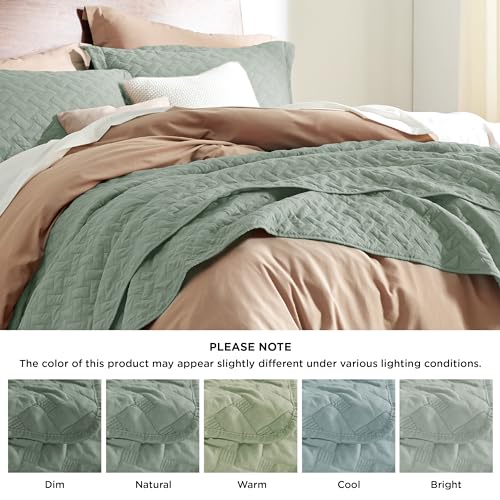 Bedsure Queen Quilt Bedding Set - Lightweight Spring Quilt Full/Queen - Sage Green Bedspread Queen Size - Bedding Coverlet for All Seasons (Includes 1 Quilt, 2 Pillow Shams)