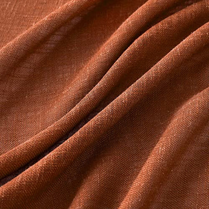 MIULEE Burnt Orange Linen Curtains 84 Inch Length for Bedroom Living Room, Soft Thick Linen Textured Window Drapes Terracotta Rust Boho Decor Semi Sheer Light Filtering Back Tab Rod Pocket, 2 Panels