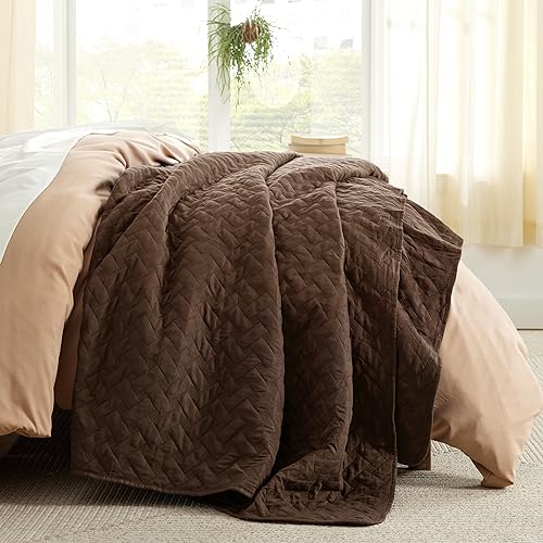 Bedsure King Size Quilt Set - Lightweight Summer Quilt King - Brown Bedspread King Size - Bedding Coverlet for All Seasons (Includes 1 Quilt, 2 Pillow Shams)