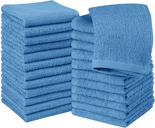 Utopia Towels 24 Pack Cotton Washcloths Set - 100% Ring Spun Cotton, Premium Quality Flannel Face Cloths, Highly Absorbent and Soft Feel Fingertip Towels (Electric Blue)