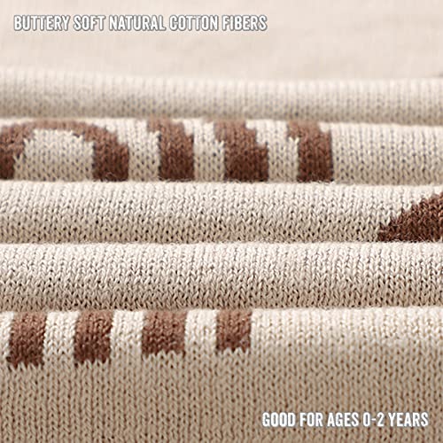 Rainbow/Taupe Lightweight Unisex Baby Swaddle Blanket - 100% Luxury Cotton