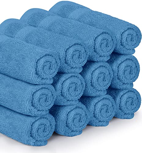 Utopia Towels [12 Pack Premium Wash Cloths Set Towel (12x12 Inches) 100% Cotton Ring Spun, Highly Absorbent and Soft Feel Essential Washcloths for Bathroom, Spa, Gym, and Face Towel (Electric Blue)