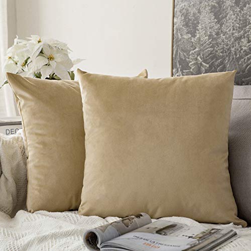 MIULEE Pack of 2, Velvet Soft Solid Decorative Square Throw Pillow Covers Set Cushion Case for Sofa Bedroom Car 18 x 18 Inch 45 x 45 Cm