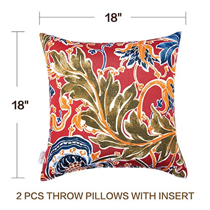 JMGBird Outdoor Throw Pillows Waterproof Set of 2 Patio Pillows 18×18 Inch Decorative Pillows for Bed, Couch, Sofa and Patio Furniture