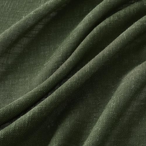 MIULEE Olive Green Linen Curtains 84 Inch Length for Bedroom Living Room, Soft Thick Linen Textured Window Drapes Semi Sheer Light Filtering Back Tab Rod Pocket Burlap Look Christmas Decor, 2 Panels