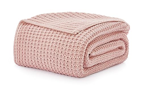 UGG Luna Cotton Lightweight Throw Blanket for Couch or Bed- 70x50-Inch, Quartz Pink