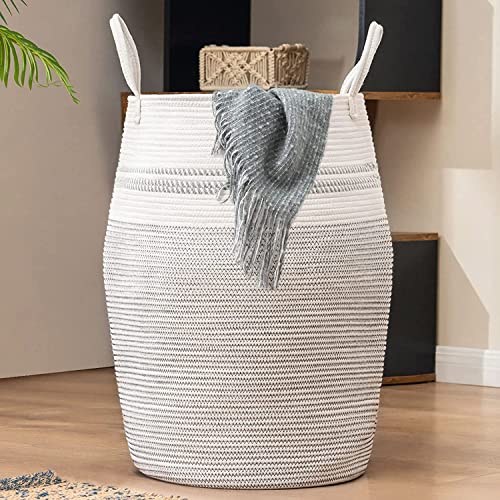 XL Woven Storage Basket (White/Beige)