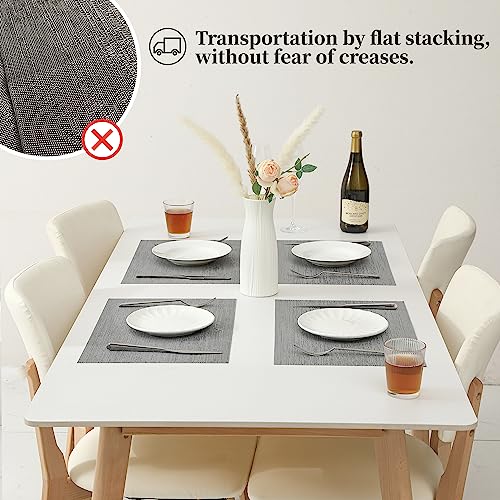 Leetaltree Grey Placemats, Heat Resistant Non-Slip Place mats for Dining Table, Washable Durable PVC Vinyl Woven Table Mats (Set of 6)