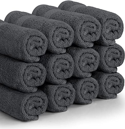 Utopia Towels [12 Pack] Premium Wash Cloths Set (12 x 12 Inches) 100% Cotton Ring Spun, Highly Absorbent and Soft Feel Essential Washcloths for Bathroom, Spa, Gym, and Face Towel (Grey)