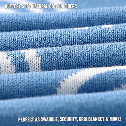 Blue Rainbow Unisex 100% Cotton Knit Receiving Baby Blanket - Buttery Soft