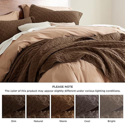 Bedsure King Size Quilt Set - Lightweight Summer Quilt King - Brown Bedspread King Size - Bedding Coverlet for All Seasons (Includes 1 Quilt, 2 Pillow Shams)